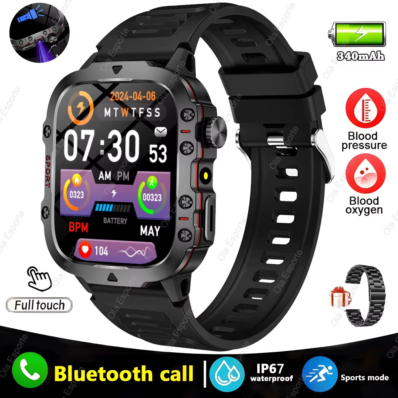 Original Men Smartwatch Flashlight Bluetooth Call Fitness Clock IP68 Waterproof Sports Men for Android IOS Smart Watch 2025 New - Open Season Industries