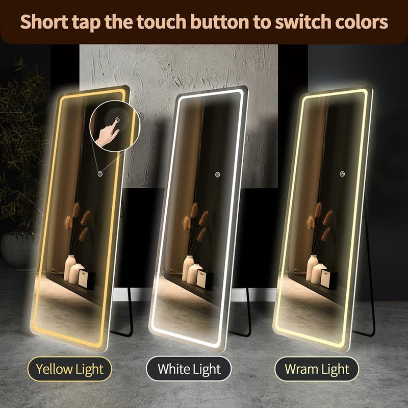 GOGOFREE Full - Length Mirror with LED Lights – 3 Adjustable Color Modes for Style & Functionality - Open Season Industries