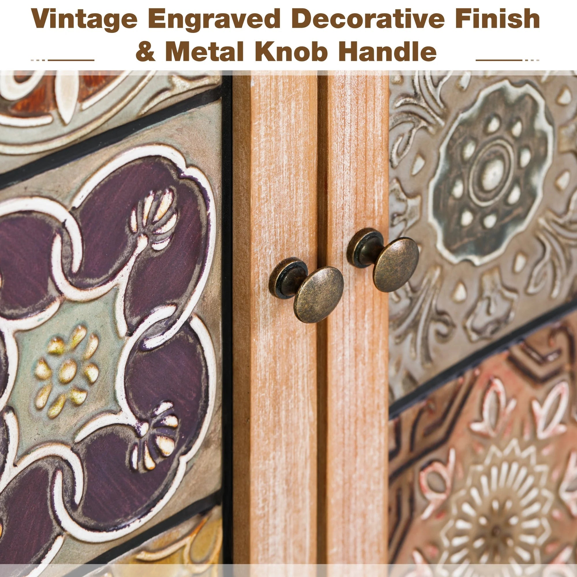 2 - Door Accent Distressed Cabinet with Large Interior Storage, Multicolor, 31.97 Lb - Open Season Industries