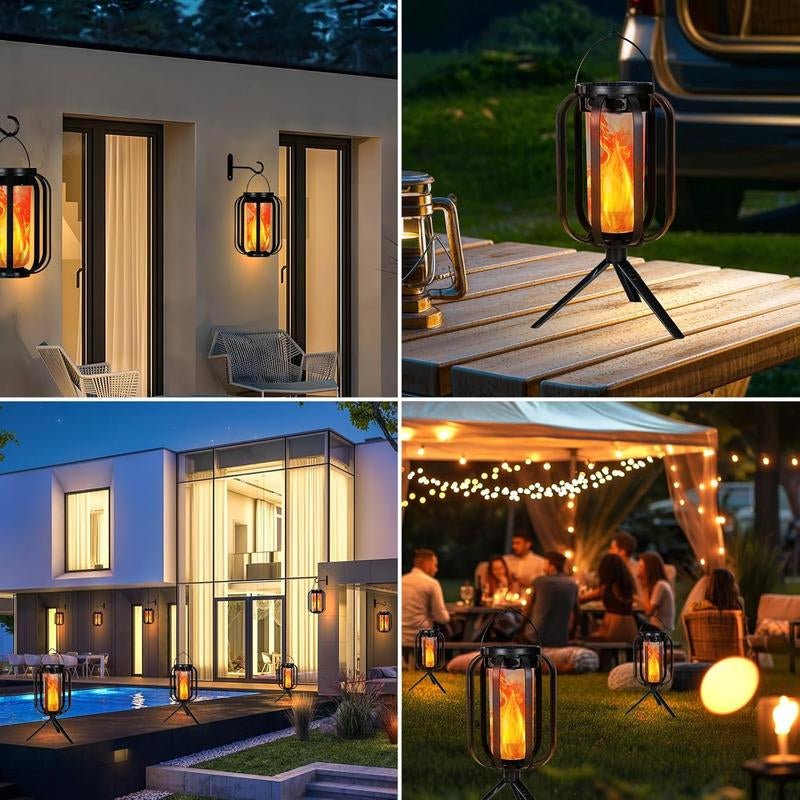 【Bougerv 9 - Inch Solar Lantern Outdoor Light with Base】 - Waterproof Flickering Flame Effect for Patio, Garden, and Room Decoration | 6.3X4.7X3.3 Inches | Energy Efficient Monocrystalline Silicon Panels | 8 - 12 Hours Operation Time - Open Season Industries