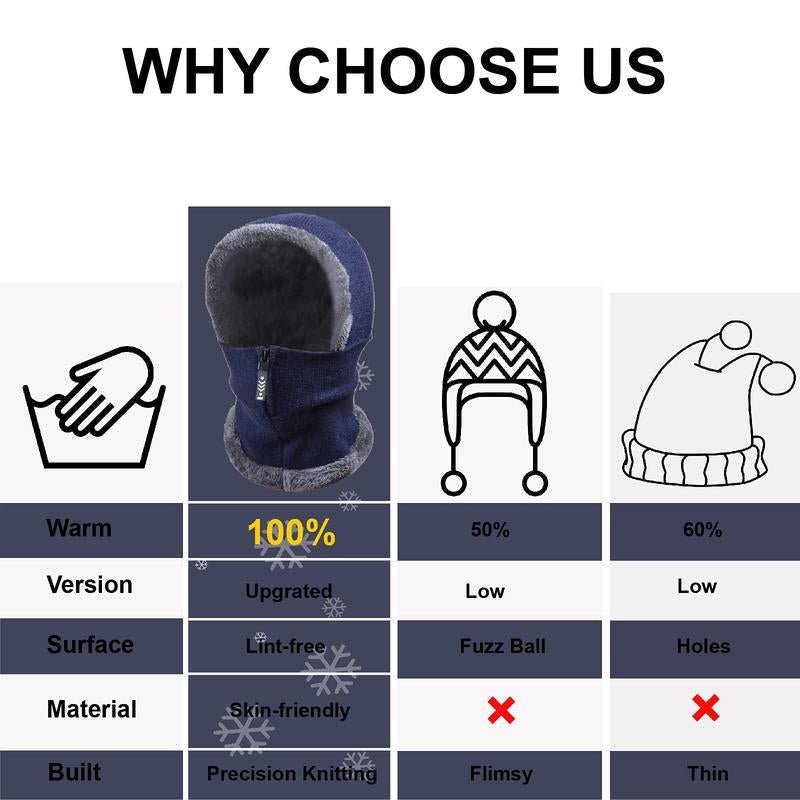 Women Balaclava Beanie Fleece Hood Cycling Ski Thermal Face Cover Hat Winter Warm Cap Scarf for Cold Weather - Open Season Industries