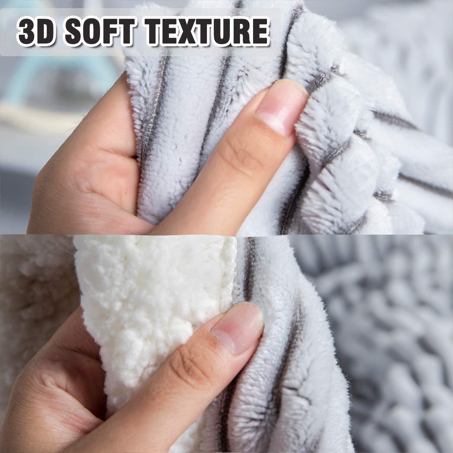 Sherpa Blanket Fleece Throw – 51X63, Grey & White – Soft, Plush, Fluffy, Fuzzy, Warm, Cozy, Thick – Perfect for Couch, Bed, Sofa, Chair - Christmas Blanket Gift for Winter - Open Season Industries