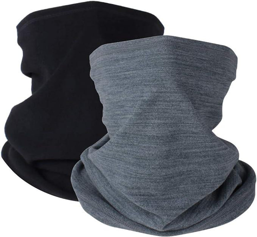 Fleece Winter Neck Warmer Gaiter - 2 Pack for Men & Women, Windproof Face Mask Cover, Cold Weather Scarf - Open Season Industries