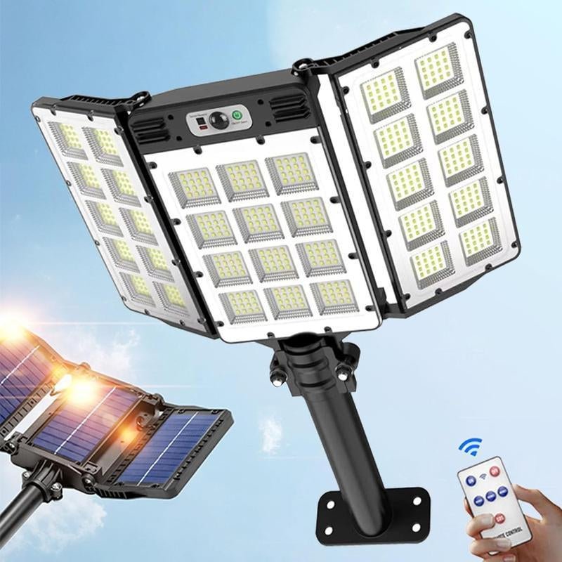 Solar Street Light Outdoor Solar Parking Lot Light with Motion Sensor IP65 Waterproof Commercial Lighting 360 SMD Leds Adjustable Angle Remote Control - Open Season Industries