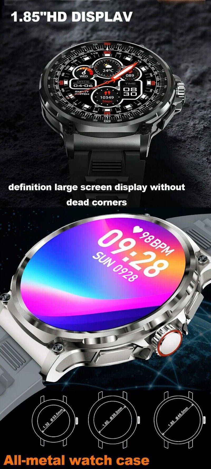 1.85" Ultra HD Smartwatch GPS Bluetooth Call Health Monitoring Watch Gym Gift - Open Season Industries