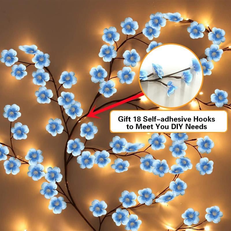Blue Flower Vine Shaped LED Light, 1 Count 96 Leds DIY LED Light, USB Powered Decorative Light for Home Garden Living Room, Perfect Gift for Holiday, Party, Festival - Open Season Industries