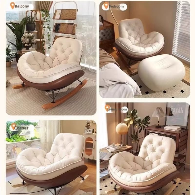 Nordic Rocking Chair, Lounge Chair, Balcony,Living Room Home Leisure, Lazy Sofa, Adult Light Luxury Chair, Single Penguin Chair - Open Season Industries