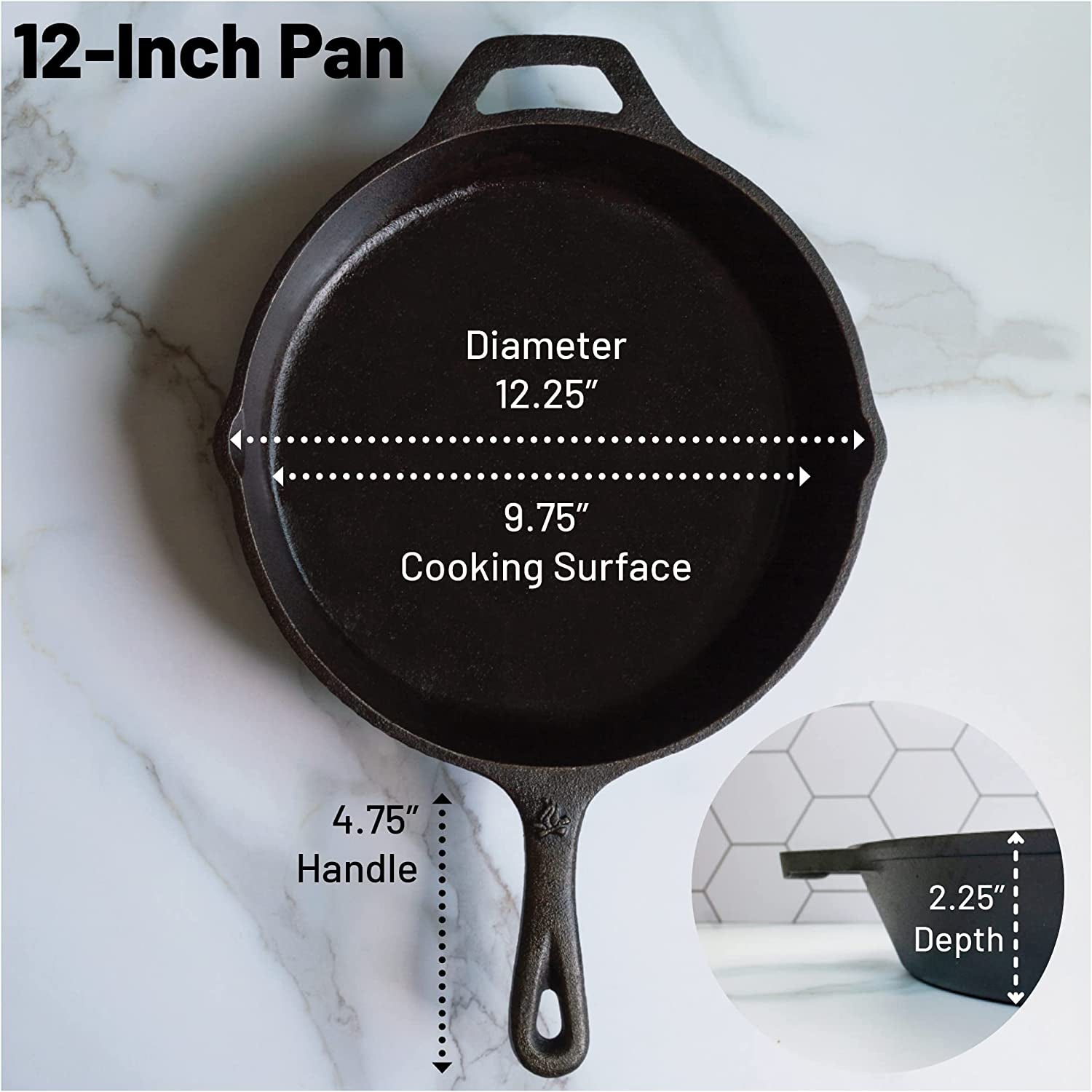 12 Inch round Large Pre - Seasoned Cast Iron Skillet - Open Season Industries