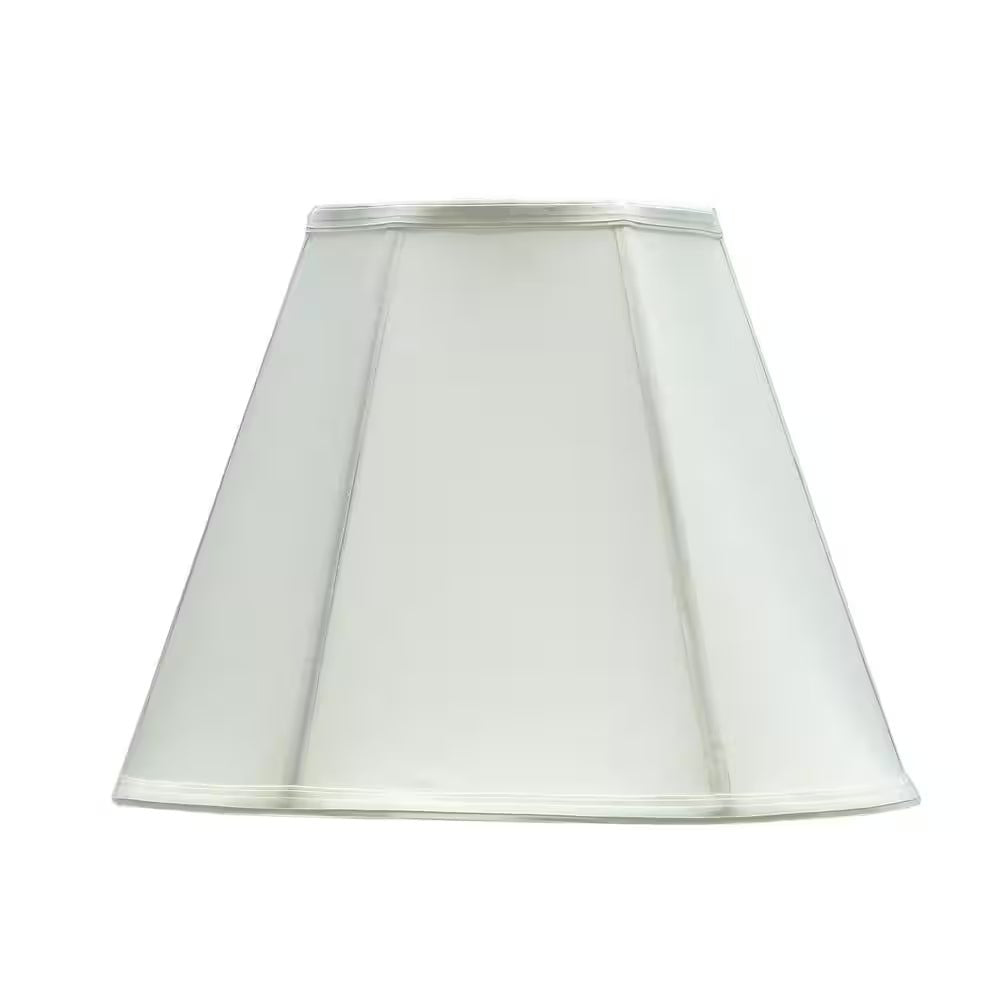14 In. X 11 In. off White and Vertical Piping Hexagon Bell Lamp Shade - Open Season Industries