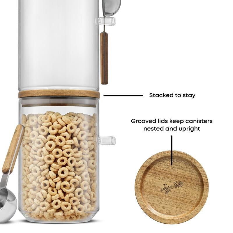 Holden Stackable Glass Storage Canister Set with Wood Lids and Scoops - Open Season Industries