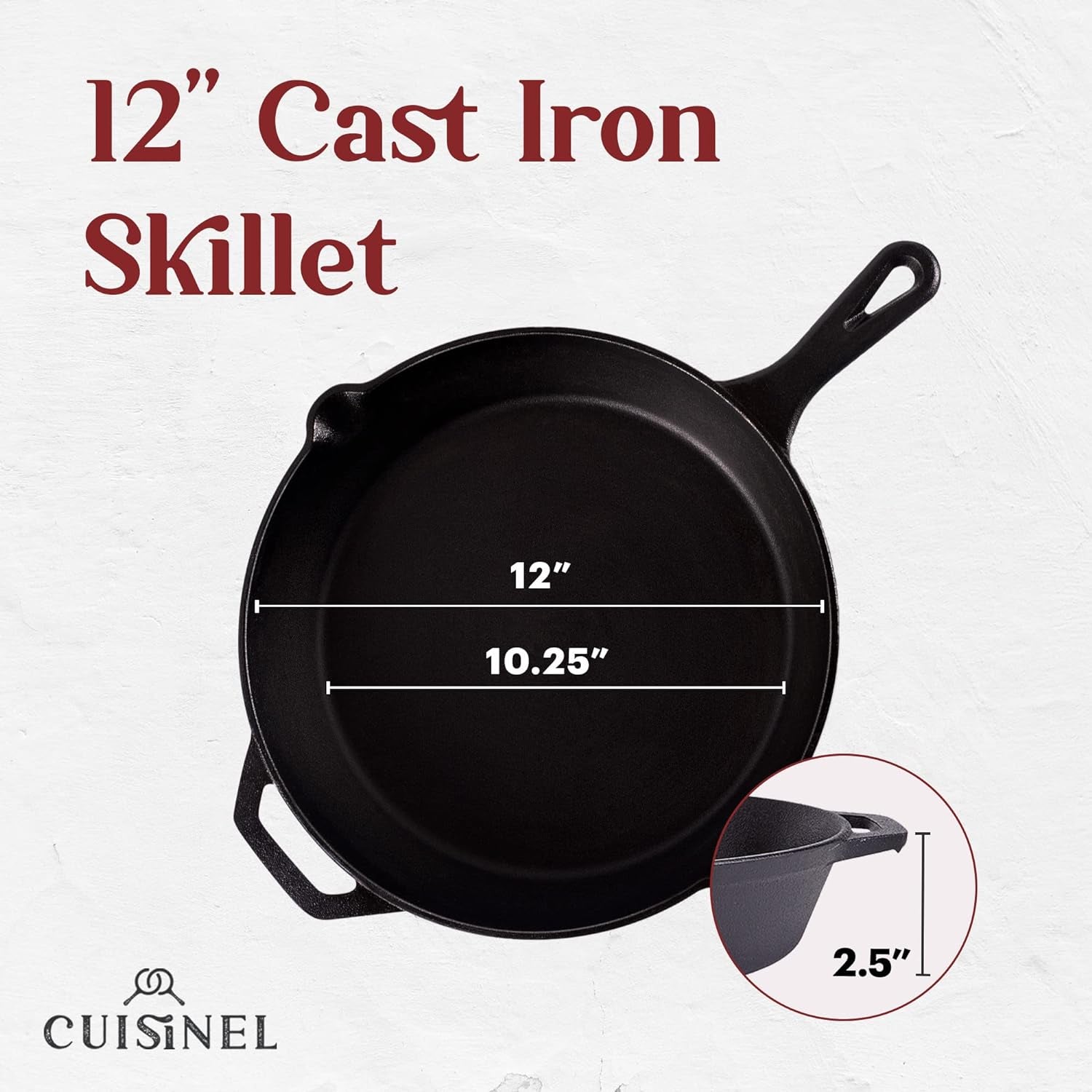 Cast Iron Skillet - 12" - Inch Frying Pan with Assist Handle + Red Silicone Grip Cover - Pre - Seasoned Oven Safe Cookware - Indoor/Outdoor Use - Grill, Stovetop, Induction, BBQ and Firepit Safe - Open Season Industries
