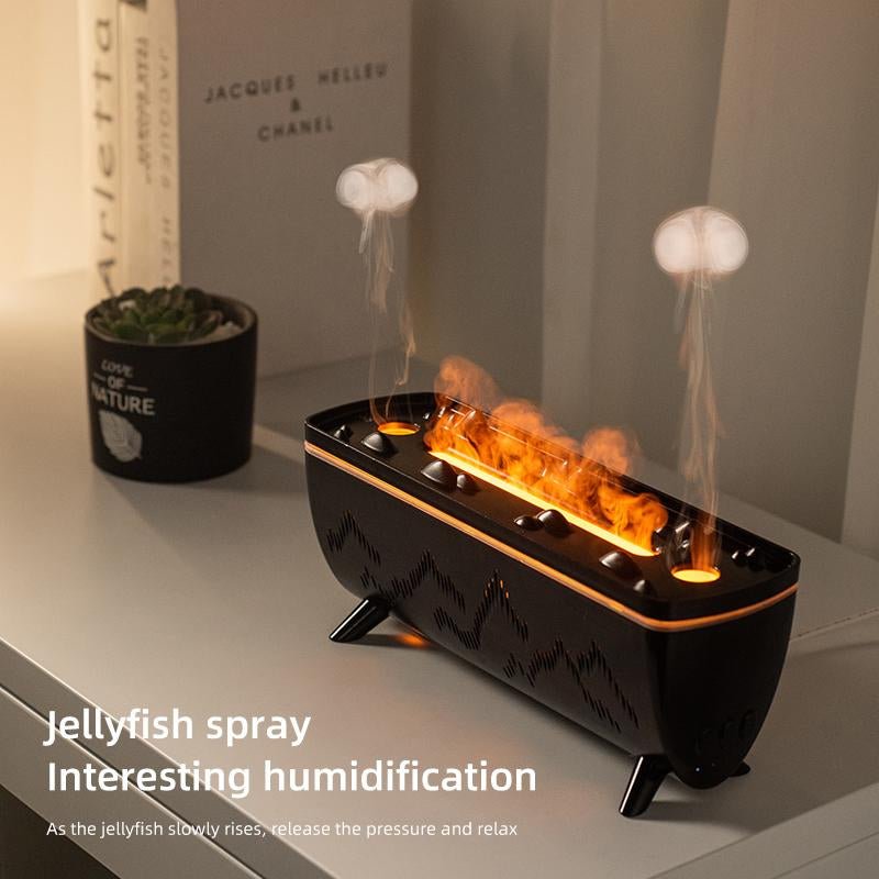 Flame Aromatherapy Machine Desktop Ultrasonic Double Spray Humidifier Aromatherapy Sprayer Silent Aroma Humidifier Portable Humidification - Open Season Industries