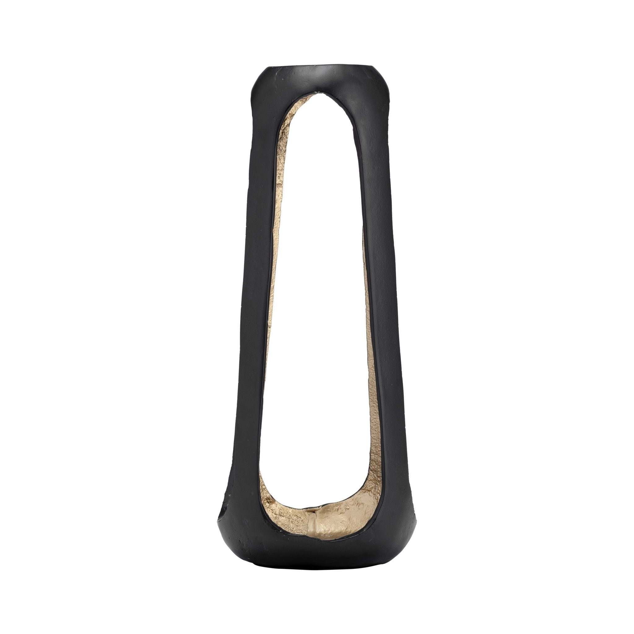 Metal 15"H Open Vase, Matte Black - Open Season Industries