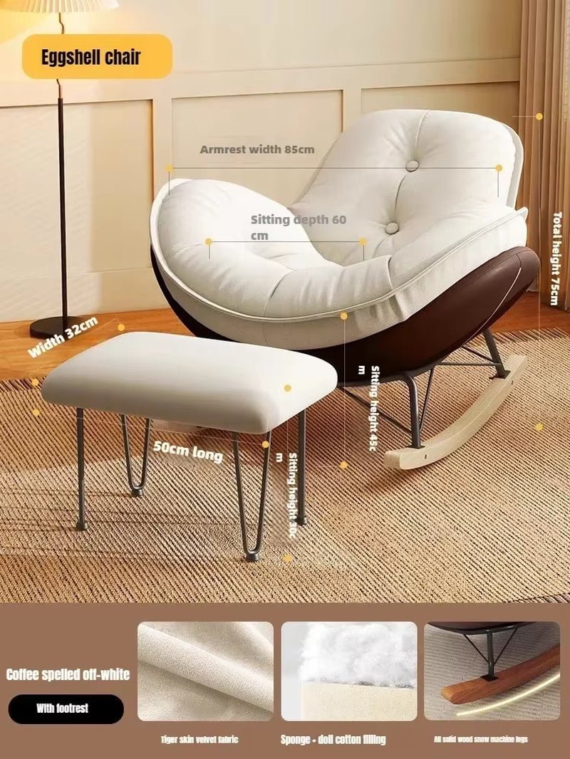 Nordic Rocking Chair, Lounge Chair, Balcony,Living Room Home Leisure, Lazy Sofa, Adult Light Luxury Chair, Single Penguin Chair - Open Season Industries