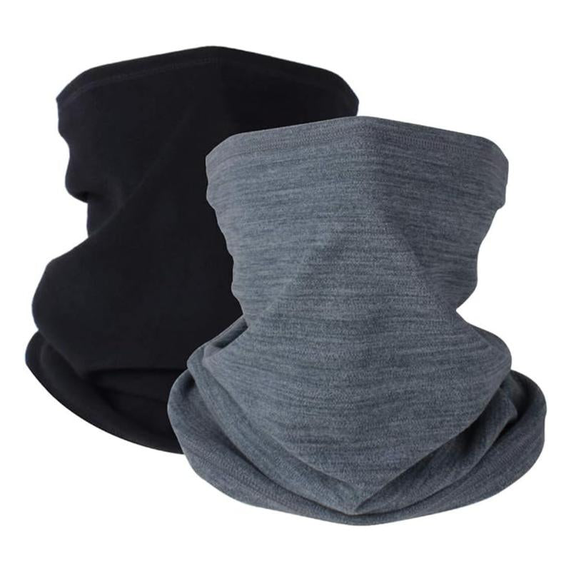Fleece Winter Neck Warmer Gaiter - 2 Pack for Men & Women, Windproof Face Mask Cover, Cold Weather Scarf - Open Season Industries
