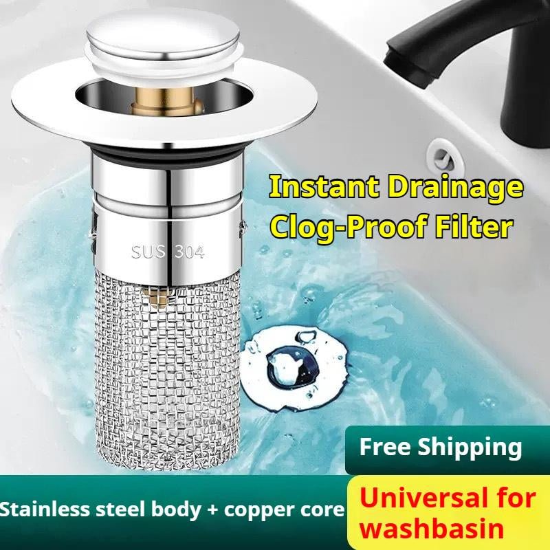 Bath Universal 3 - In - 1 Bathroom Sink Stopper,Anti - Odor Stopper, Pop - Up with Anti - Clog Removable Stainless Steel Filter Basket Stopper Sink,Plug Bathroom Sink Stopper Replacement Cover,Catcher Pop - Up Sink Tub Strainer, Pop - Up Sink Stopper with Hair Catcher - Open Season Industries