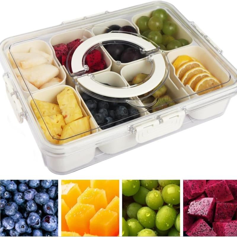 Portable Snack Box with Lid and Handle, Food Tray for Parties, Picnics, Vegetables, Fruits, Nuts, Candy, Entertainment Use - Open Season Industries