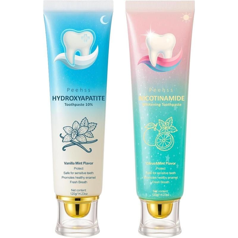 Hydroxyapatite 10% + Niacinamide Whitening Toothpaste , Enamel Repair & Gum Care, Nano Hydroxyapatite - Sensitivity Relief, Whitening, Fluoride - Free, Breath Freshening Nicotinamide - Open Season Industries