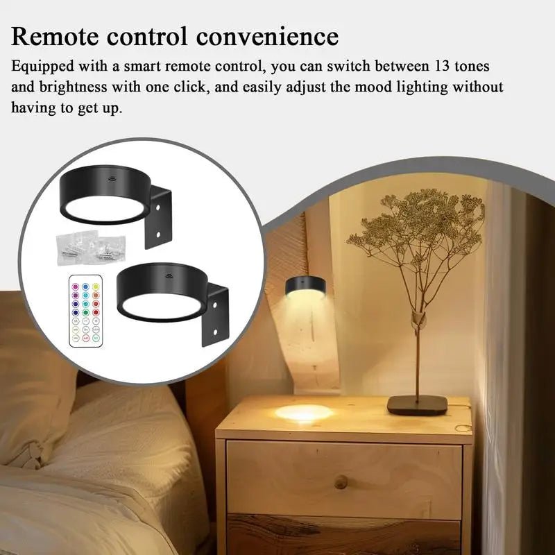 2Pcs LED Wall Sconces Lights 13 - Color RGB Dimmable Painting Art Display Lights Magnetic Spotlight Battery Operated Picture Lamp - Open Season Industries