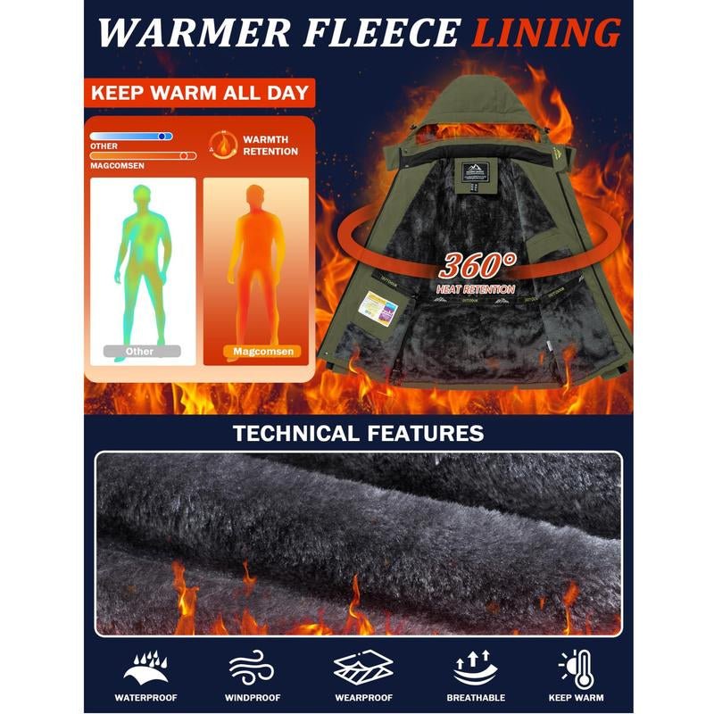 MAGCOMSEN Men'S Winter Coats Water Resistant Snow Ski Jacket Fleece Lined Parka 4 Pockets - Open Season Industries