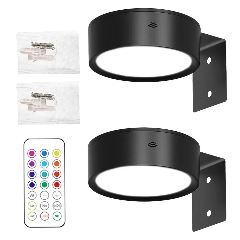 2Pcs LED Wall Sconces Lights 13 - Color RGB Dimmable Painting Art Display Lights Magnetic Spotlight Battery Operated Picture Lamp - Open Season Industries