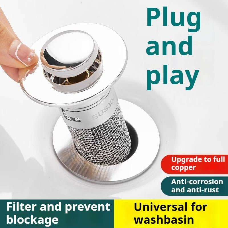 Bath Universal 3 - In - 1 Bathroom Sink Stopper,Anti - Odor Stopper, Pop - Up with Anti - Clog Removable Stainless Steel Filter Basket Stopper Sink,Plug Bathroom Sink Stopper Replacement Cover,Catcher Pop - Up Sink Tub Strainer, Pop - Up Sink Stopper with Hair Catcher - Open Season Industries