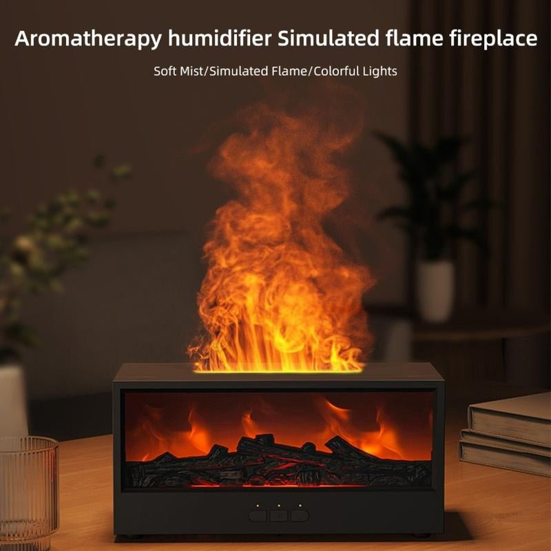 2025 New Simulation Fireplace Aromatherapy Machine Humidifier Intelligent Remote Control 300Ml Color Fireplace Flame Humidifier Aromatherapy Diffuser with Remote and Timer for Home and Office - Open Season Industries