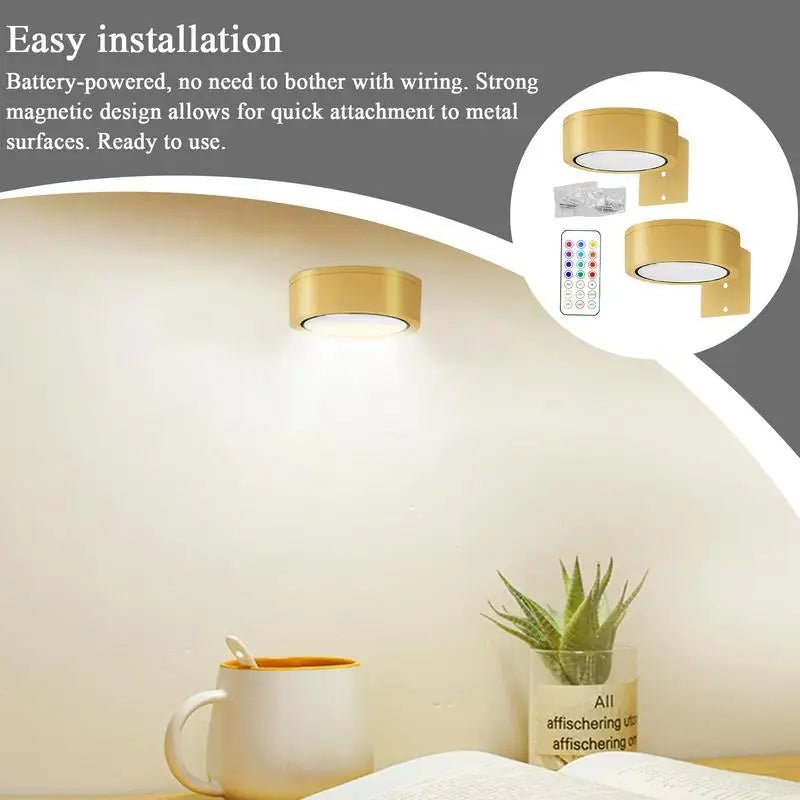 2Pcs LED Wall Sconces Lights 13 - Color RGB Dimmable Painting Art Display Lights Magnetic Spotlight Battery Operated Picture Lamp - Open Season Industries