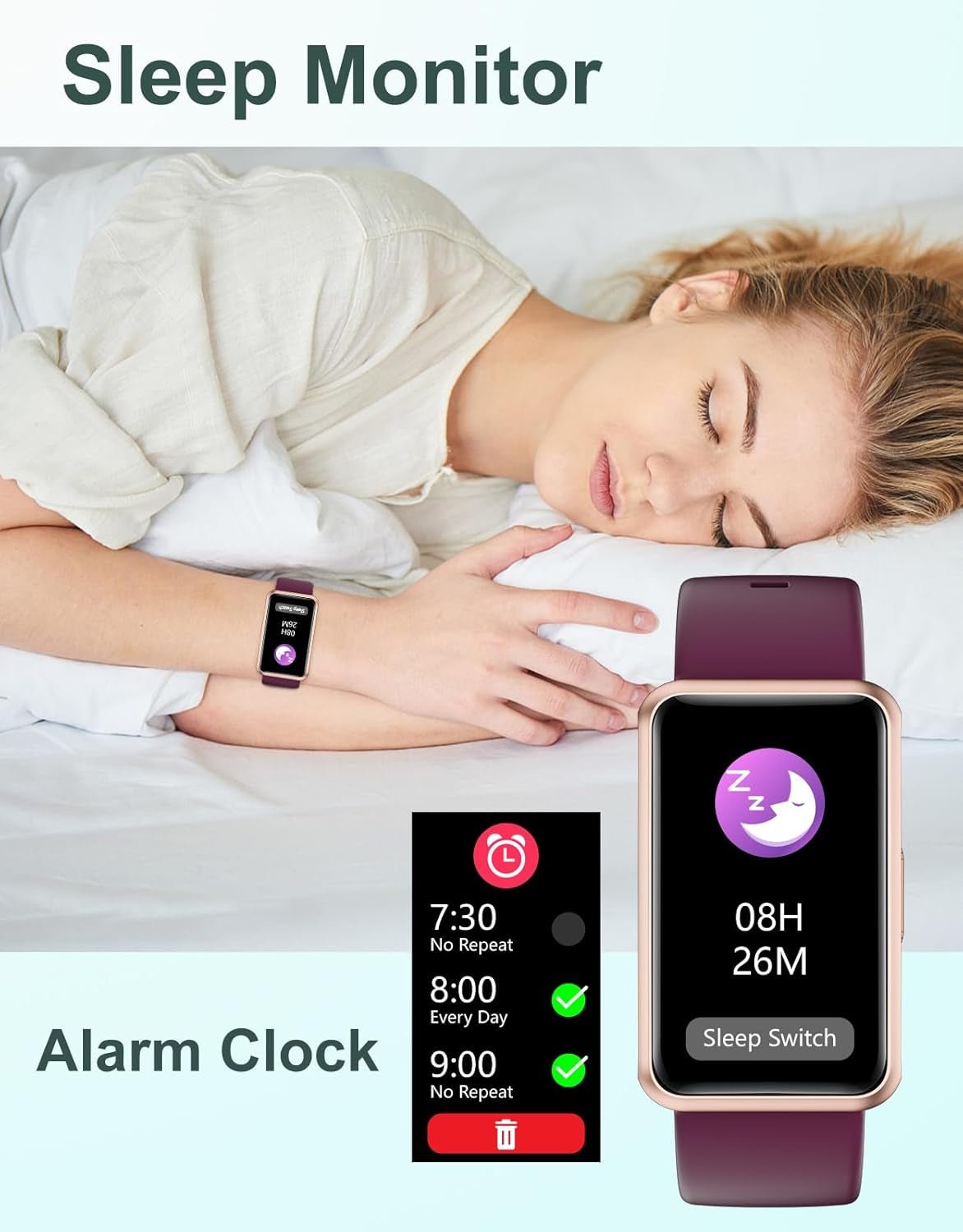 Fitness Tracker No Bluetooth No APP No Phone Needed, Fitness Watch for Men Women Parents IP68 Waterproof with Full Touch Screen Steps Calories Counter Sleep Tracker Alarm Clocks (Purple) - Open Season Industries