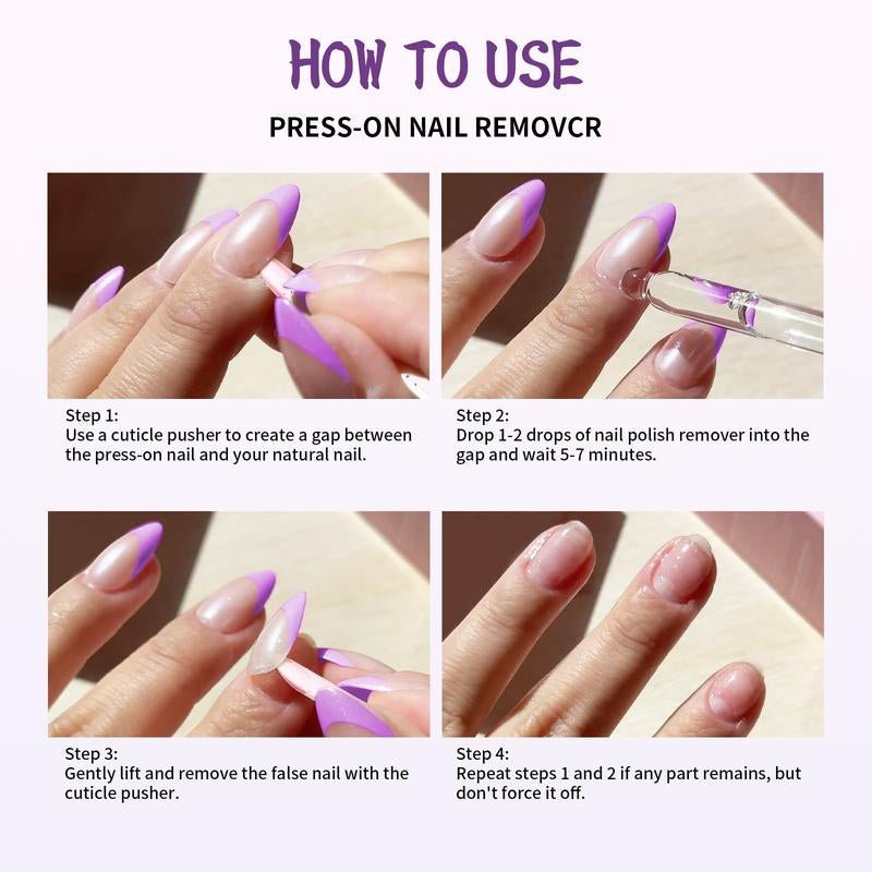 Press on Nail Glue Remover with Crystal Stick,Acetone - Free Gel Nail Remover – 60Ml(2.03Fl.Oz) Odorless Formula for Press on Nails, Fake Nails, Suitable for Salons and Beginners - Open Season Industries