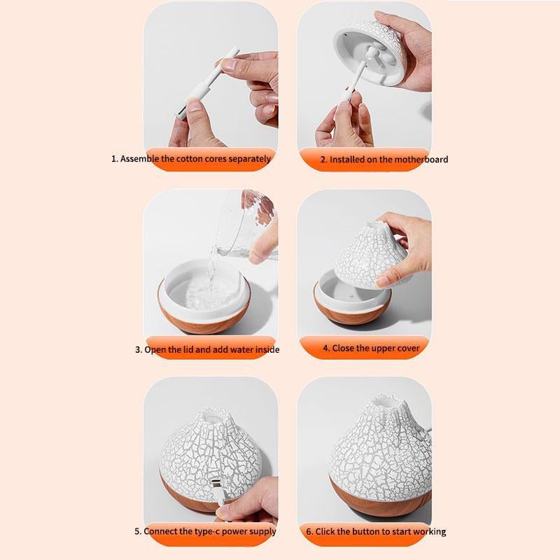 Creative Volcano Design Air Humidifier, USB Powered Modern Design Aroma Diffuser, Super Quiet Modern Design with Light Mist Humidifier - Open Season Industries