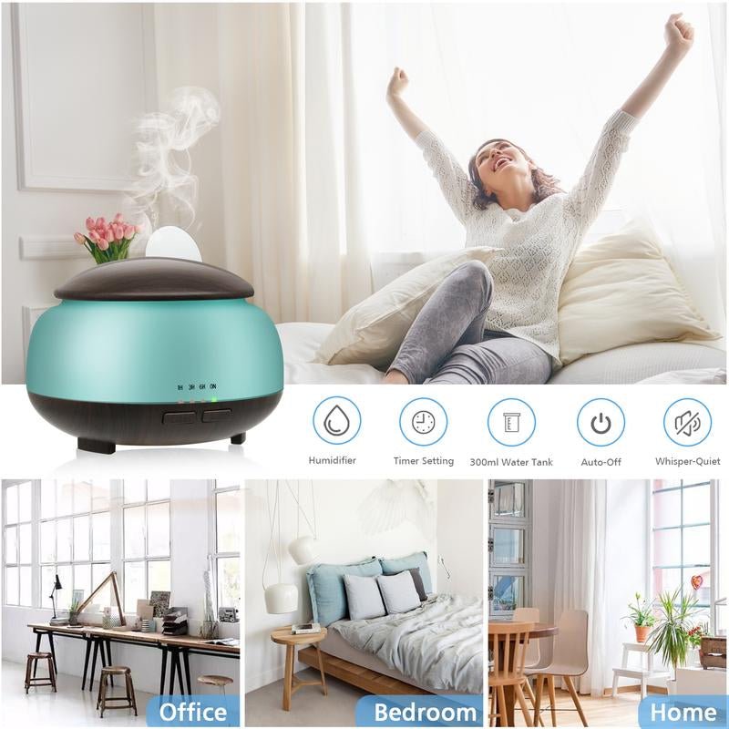 Upgraded Essential Oil Diffuser, DAROMA Aromatherapy Diffuser with Remote Control,300Ml Aroma Ultrasonic Nebulizing Cool Mist Humidifier,7 Color Mood Lights & Waterless Auto - Off for Home Office Gift, Dark/Light Wood Oildiffuser Diffuser For - Open Season Industries