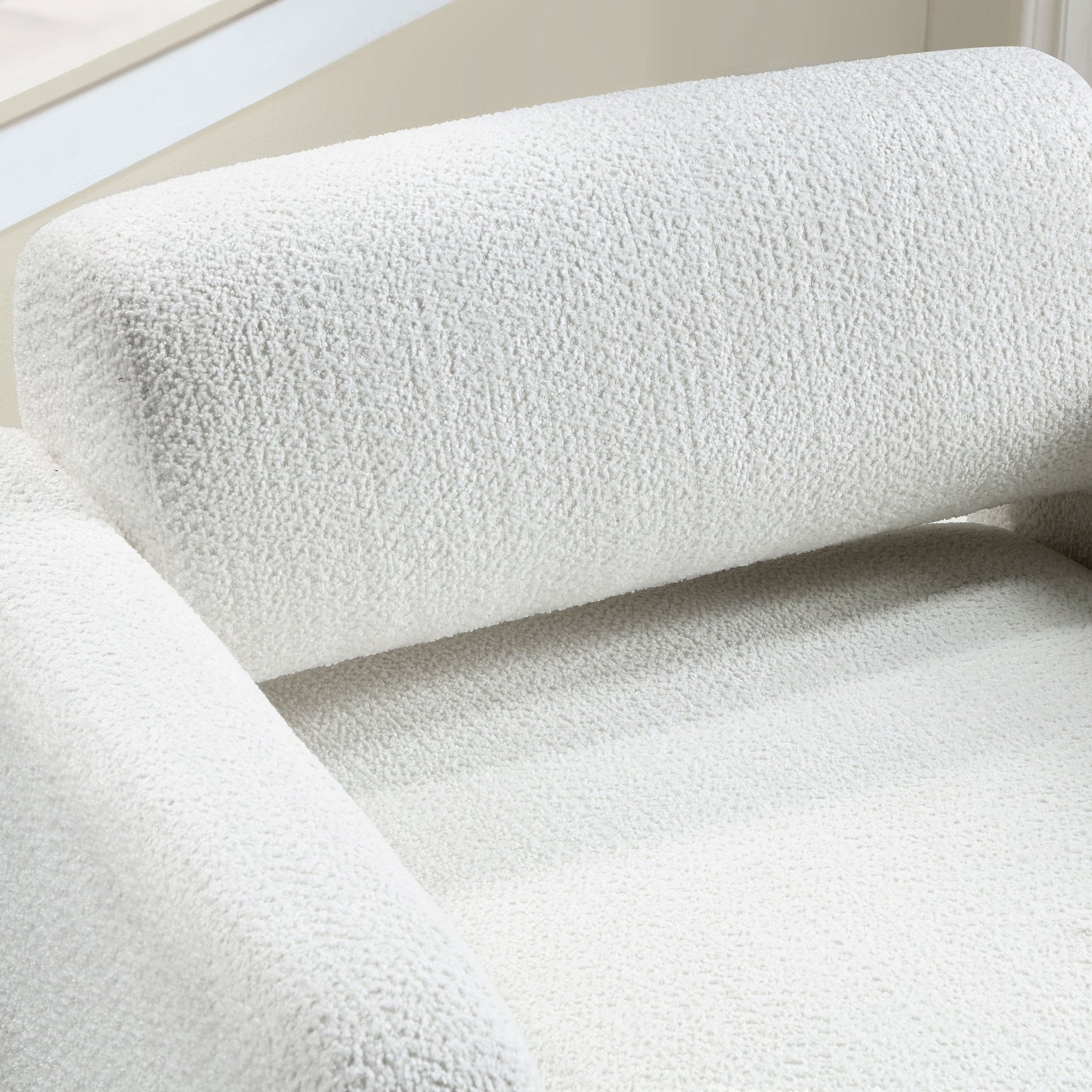 Prie Modern Boucle Fabric Indoor Armchairs & Accent Chairs, White - Open Season Industries
