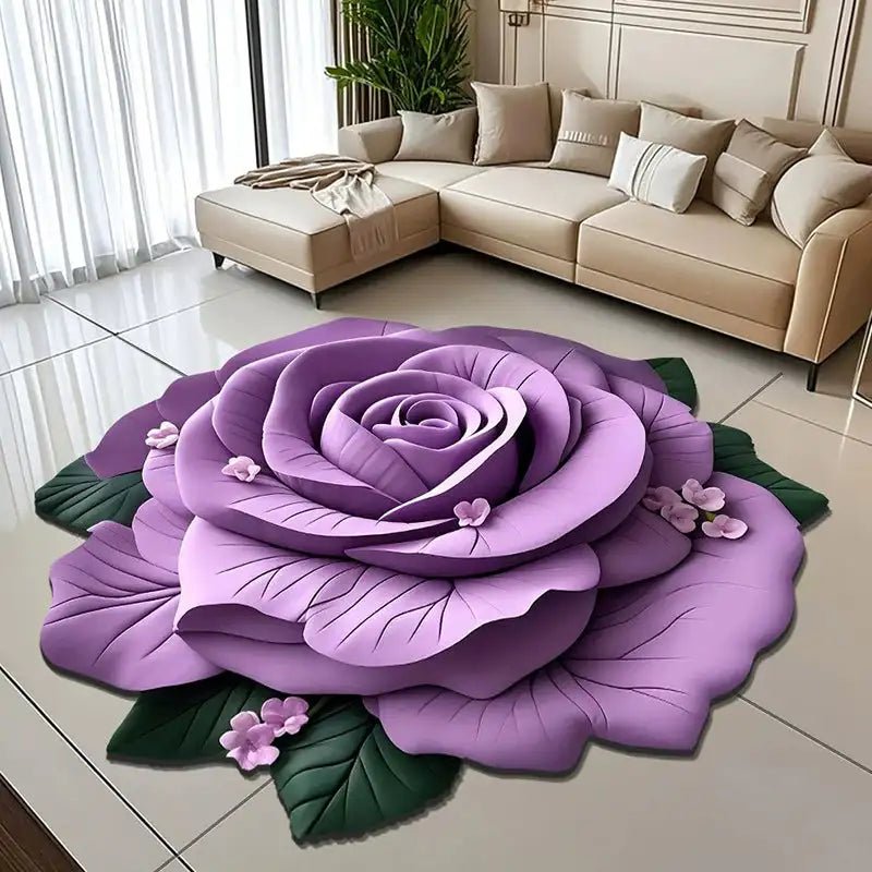 Alien Floral Plush & Diatomaceous Earth Floor Mat Bathroom Absorbent Anti - Slip 3D Fresh Flower Pattern Door Mats Dirt - Resistant - Open Season Industries