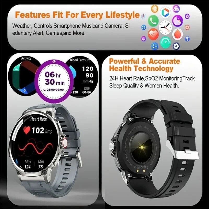 1.85" Ultra HD Smartwatch GPS Bluetooth Call Health Monitoring Watch Gym Gift - Open Season Industries