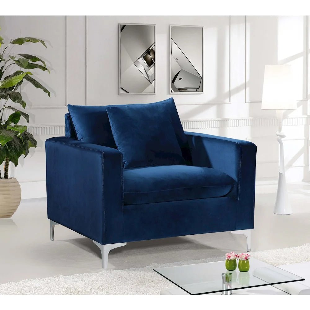 Modern Naomi Velvet Accent Chair in Navy - Open Season Industries