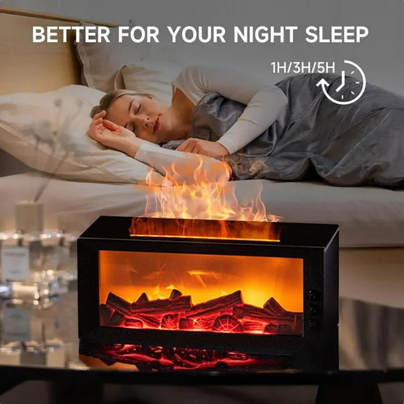 2025 New Simulation Fireplace Aromatherapy Machine Humidifier Intelligent Remote Control 300Ml Color Fireplace Flame Humidifier Aromatherapy Diffuser with Remote and Timer for Home and Office - Open Season Industries