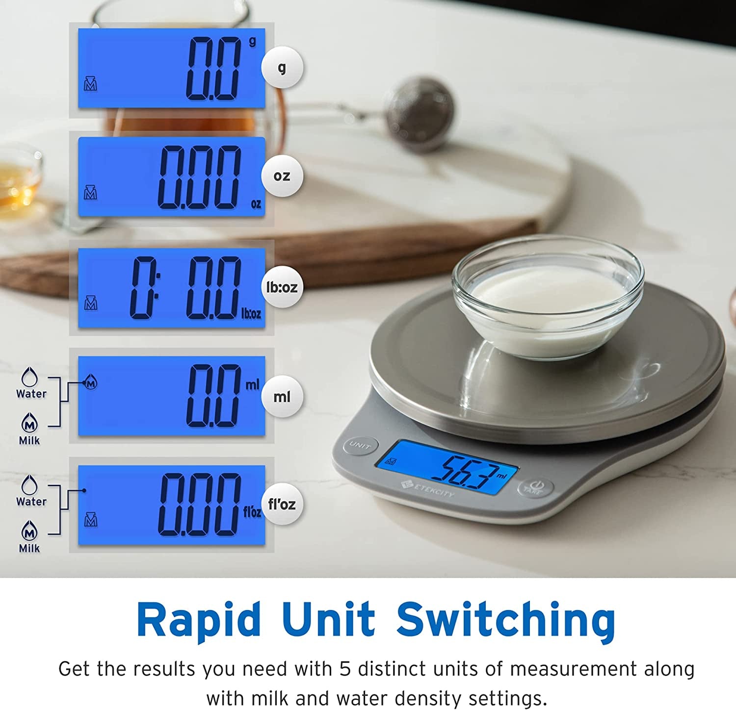 0.1G Food Kitchen Scale, Digital Ounces and Grams for Cooking, Baking, Meal Prep, Dieting, and Weight Loss 11Lb/5Kg 304 Stainless Steel - Open Season Industries