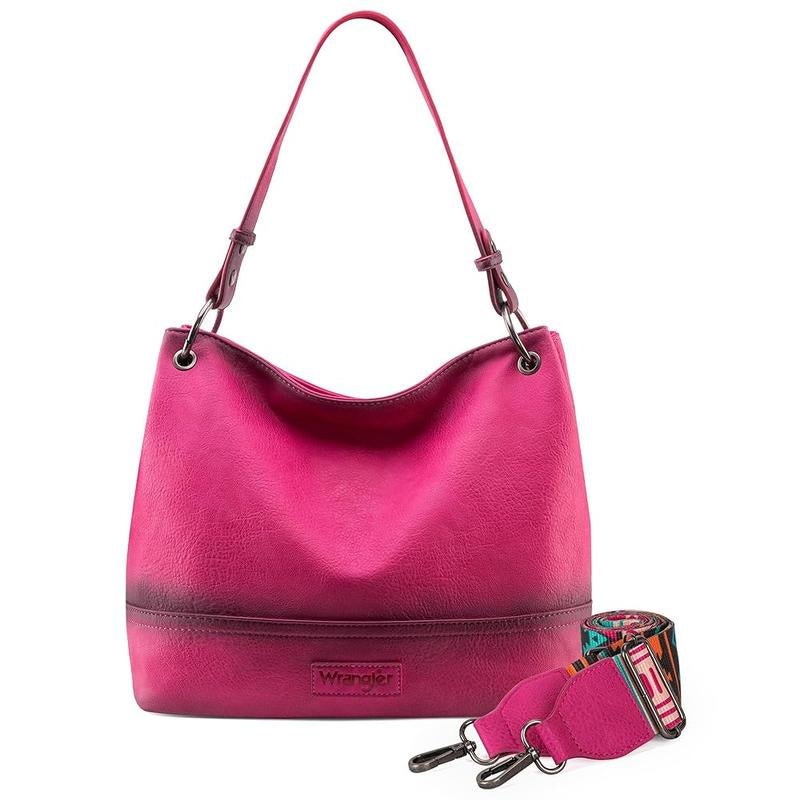 Wrangler Cow Print Hobo Bag Vegan Leather for Woman with Wide Guitar Strap - Open Season Industries