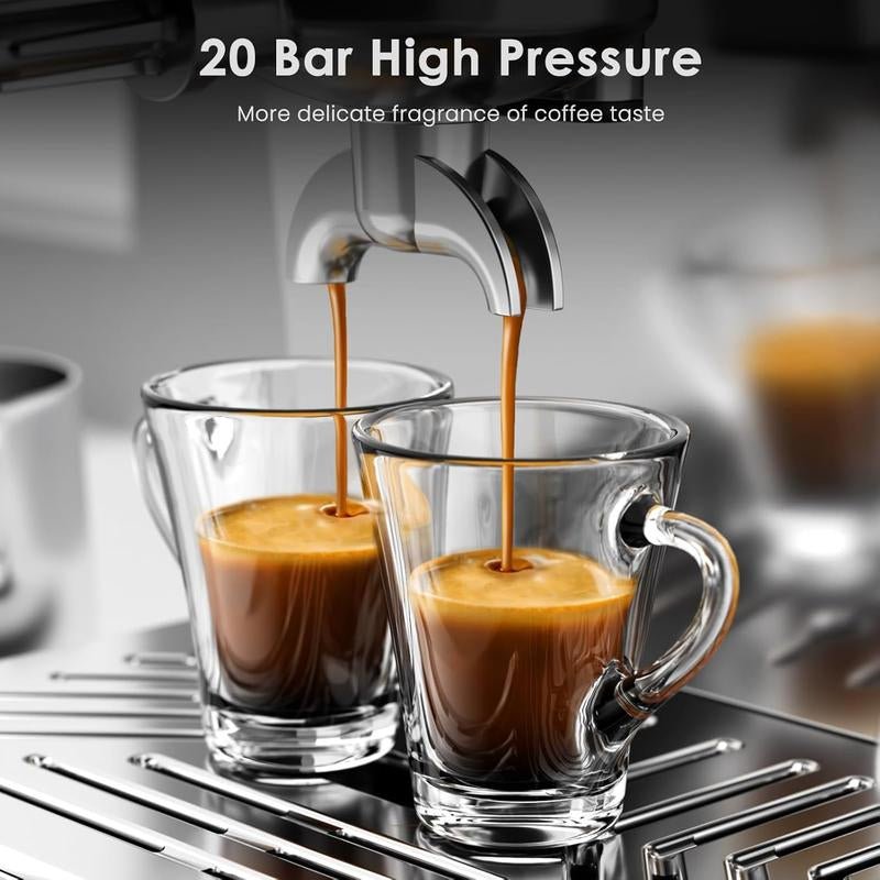 XBEAUTY Espresso Machine with Cold Brew, Professional Espresso Maker with Milk Frother Steam Wand for Latte & Cappuccino, Espresso Coffee Machine with LED Display for Home Use(Stainless Steel) - Open Season Industries