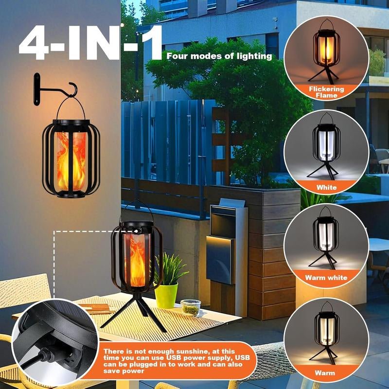 【Bougerv 9 - Inch Solar Lantern Outdoor Light with Base】 - Waterproof Flickering Flame Effect for Patio, Garden, and Room Decoration | 6.3X4.7X3.3 Inches | Energy Efficient Monocrystalline Silicon Panels | 8 - 12 Hours Operation Time - Open Season Industries
