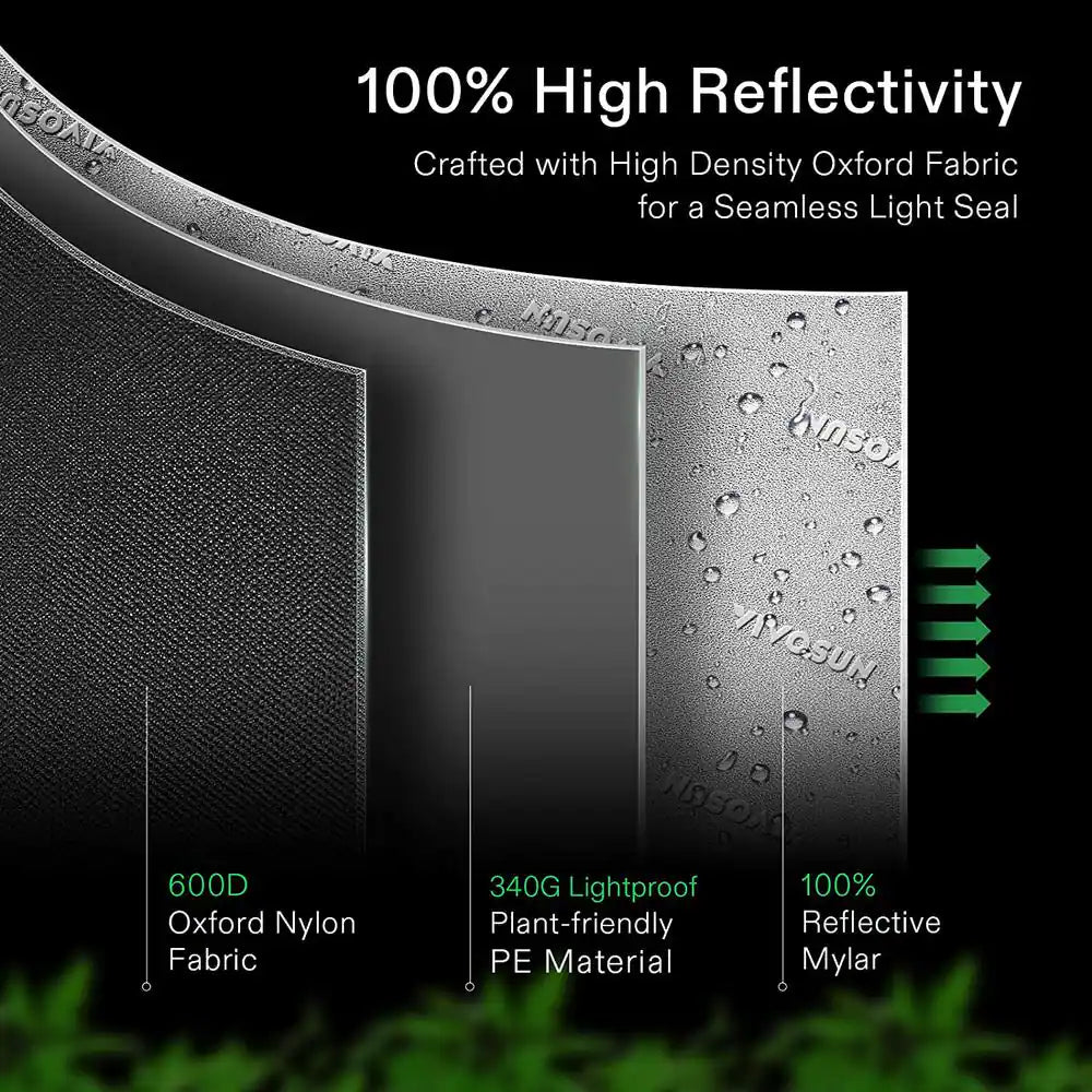 4 Ft. X 4 Ft. Mylar Hydroponic Grow Tent with Observation Window and Floor Tray - Open Season Industries