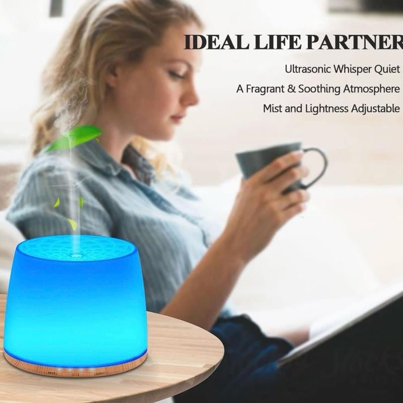 Dark Wood Essential Oil Diffuser, 500Ml Bluetooth Speaker Aroma Diffuser, Ultrasonic Cool Mist Humidifier with Music Player Function - Open Season Industries