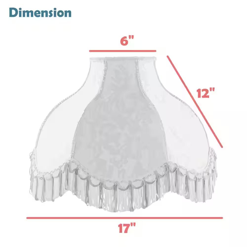17 In. X 12 In. Beige and Fringe Scallop Bell Lamp Shade - Open Season Industries