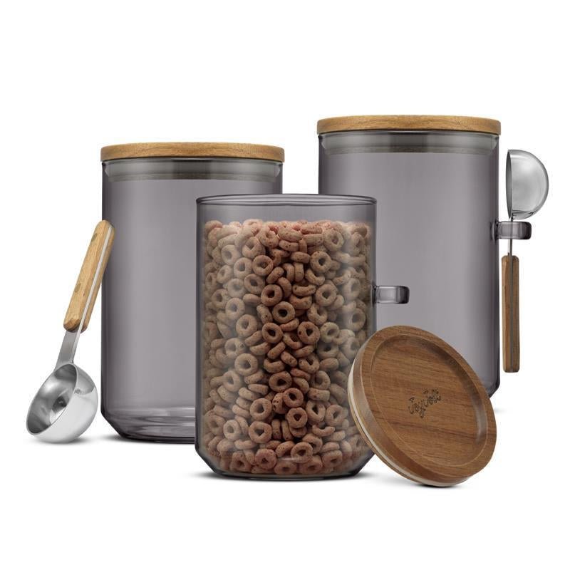 Holden Stackable Glass Storage Canister Set with Wood Lids and Scoops - Open Season Industries