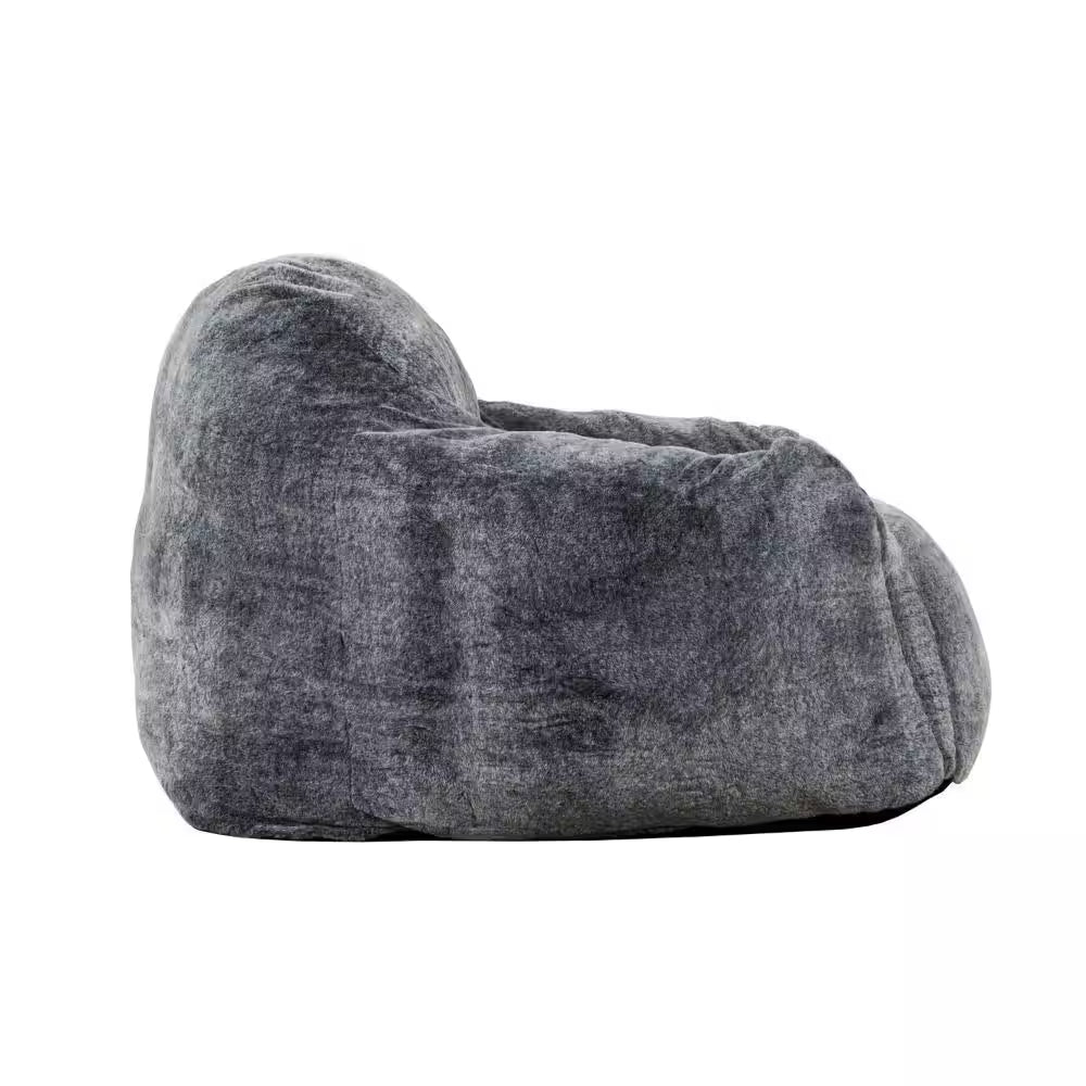Grayish Blue Faux Rabbit Fur Memory Foam Medium Bean Bag Chair - Open Season Industries