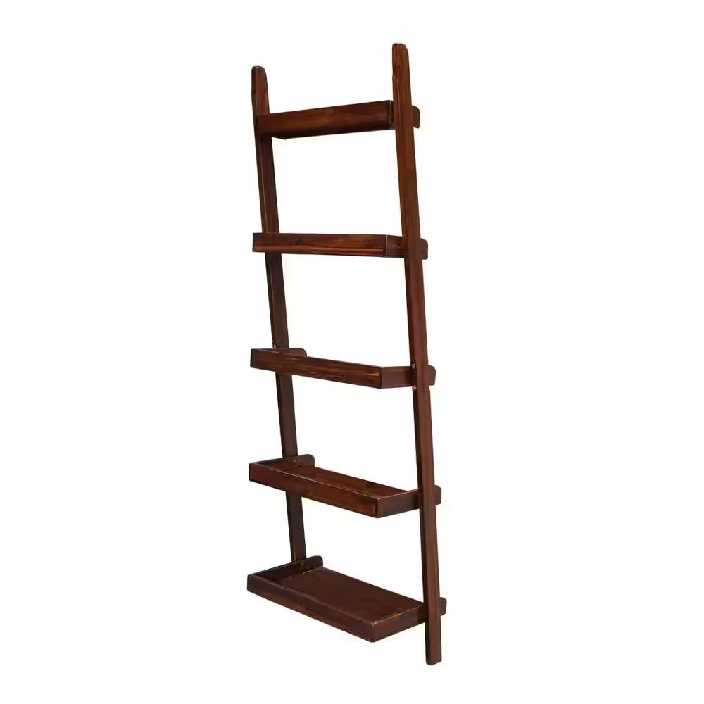 75.5 In. Espresso Wood 5 - Shelf Ladder Bookcase - Open Season Industries