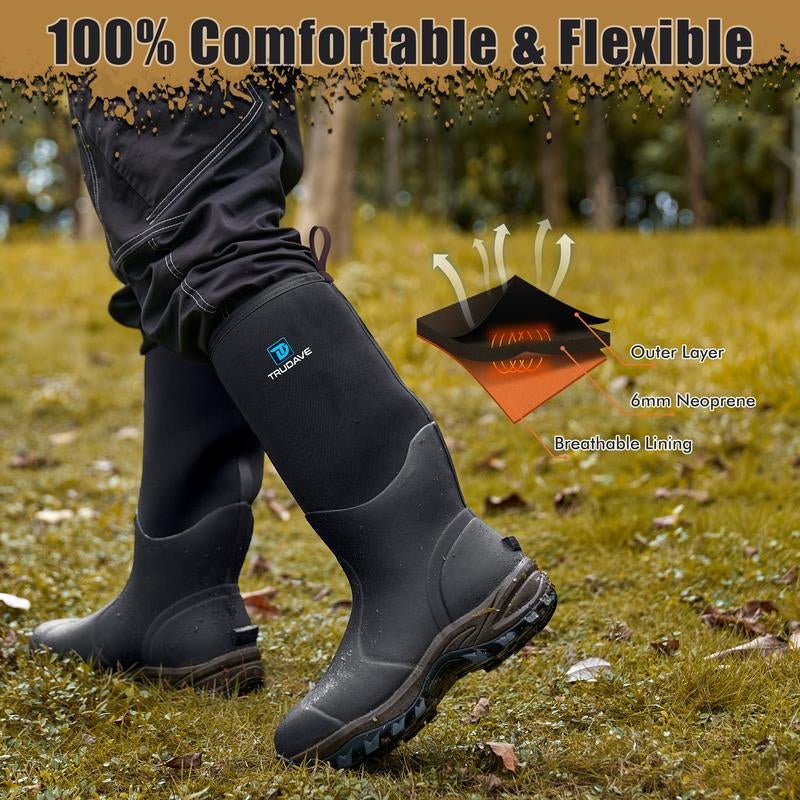 Trudave Rubber Boots for Men & Women, Waterproof Insulated Work Rain Boots, Anti - Slip Outdoor Mud Boots for Working, Hunting, Fishing Shoe Rainproof - Open Season Industries