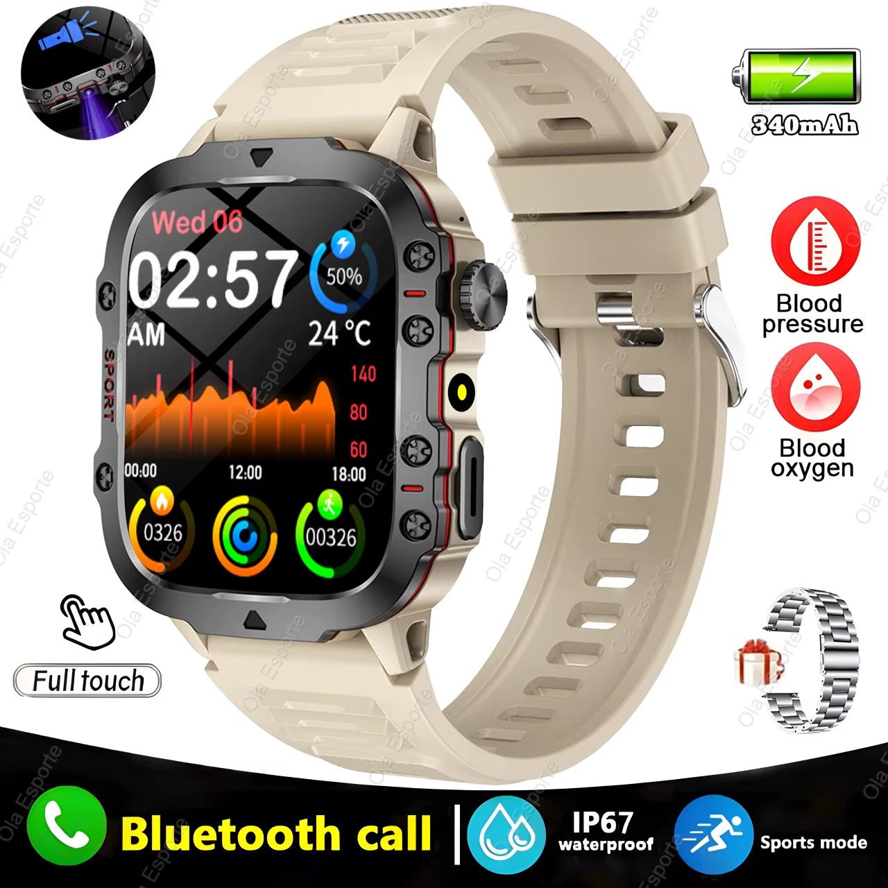 Original Men Smartwatch Flashlight Bluetooth Call Fitness Clock IP68 Waterproof Sports Men for Android IOS Smart Watch 2025 New - Open Season Industries