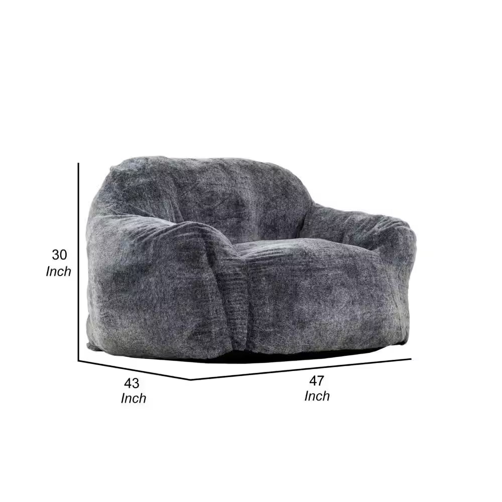 Grayish Blue Faux Rabbit Fur Memory Foam Medium Bean Bag Chair - Open Season Industries